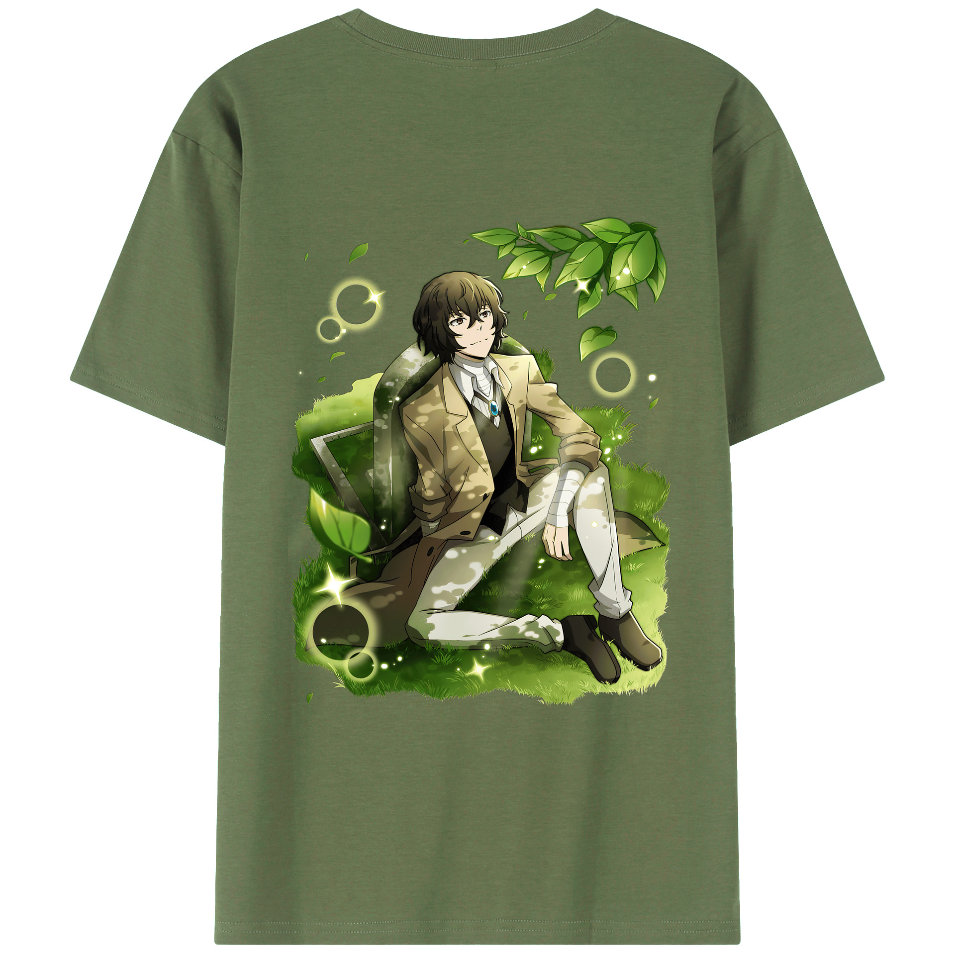 （画像用） 文豪ストレイドッグス Bungo Stray Dogs 綿100％ メンズ半袖Tシャツ（バックプリント） 通気性